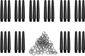 Darts Set zwarte - dart shafts - 10 sets (30 stuks) - short - darts shafts - plus 8 sets (24 stuks) veerringen