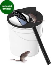 Olenka - Diervriendelijke Muizenval - Rattenval - Muizenverjager - Inclusief Emmer - Voor Binnen en Buiten - Verbeterd Model 2023 - Inclusief E-Book - Zwart