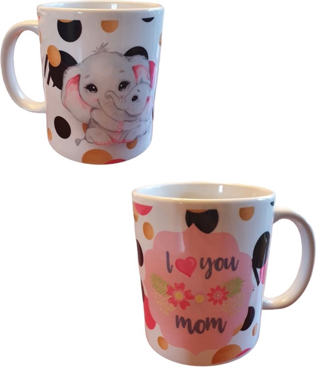 Bedrukte beker I love you mom - Thee mok Moeder - Koffie mug - verjaardag - moederdag - geschenk - gepersonaliseerd cadeau
