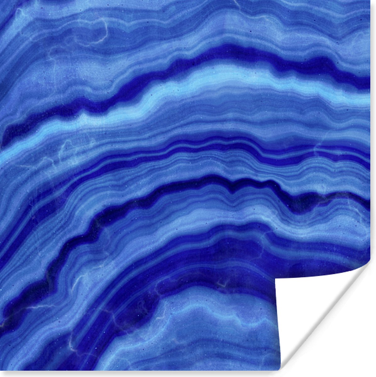 Poster Agaat steen - Blauw - 30x30 cm