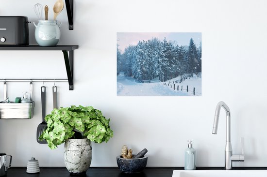 Poster Forêt - Neige - Hiver - 40x30 cm - Décorations de Noël - Décoration de Noël pour l'intérieur - Noël