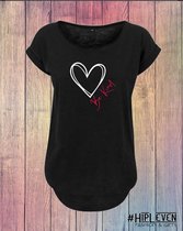 Shirt met lange rug "Be Kind" Zwart / XL (42-44)