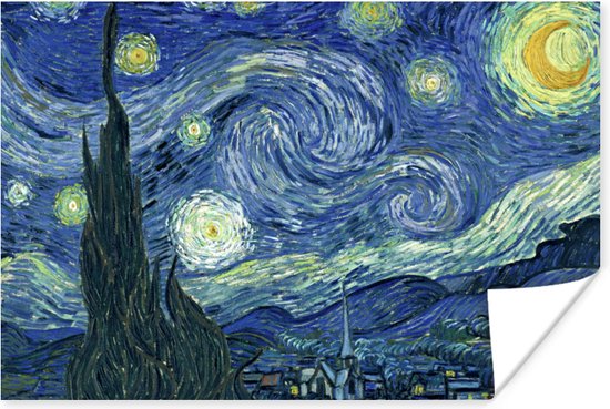 Poster Sterrennacht - Schilderij - Oude meesters - Vincent van Gogh - 30x20 cm