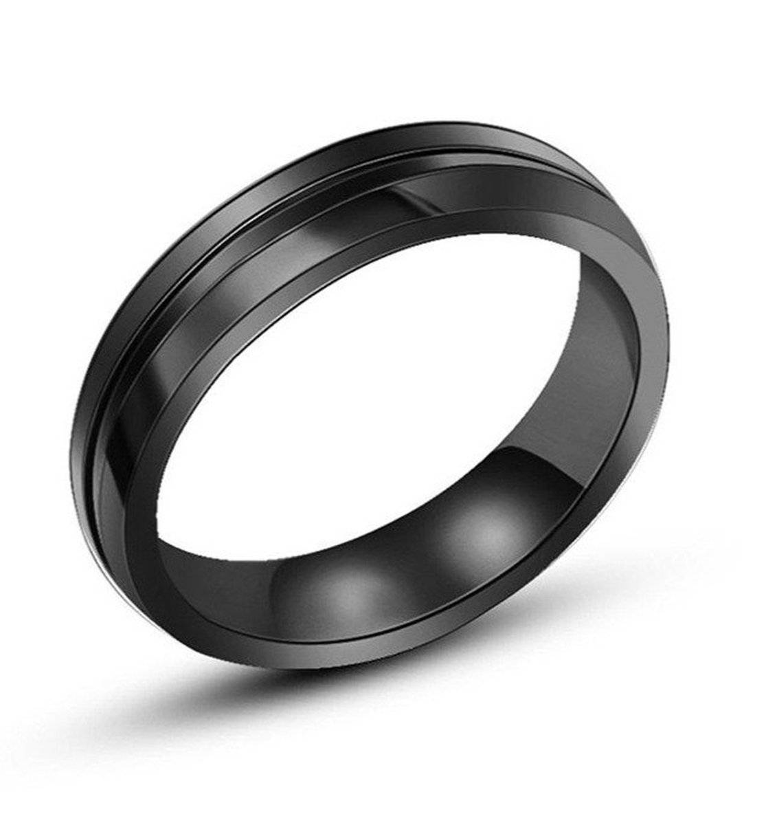 Zwarte ring heren staal - Ringen in zwart voor man - met geschenkverpakking - Mauro Vinci MVR-0007 - maat 10