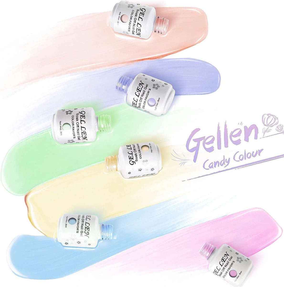 Semi-permanente gelnagellak - Gellen Nail Gel UV LED-spoeling manicureset 6 × 10 ml