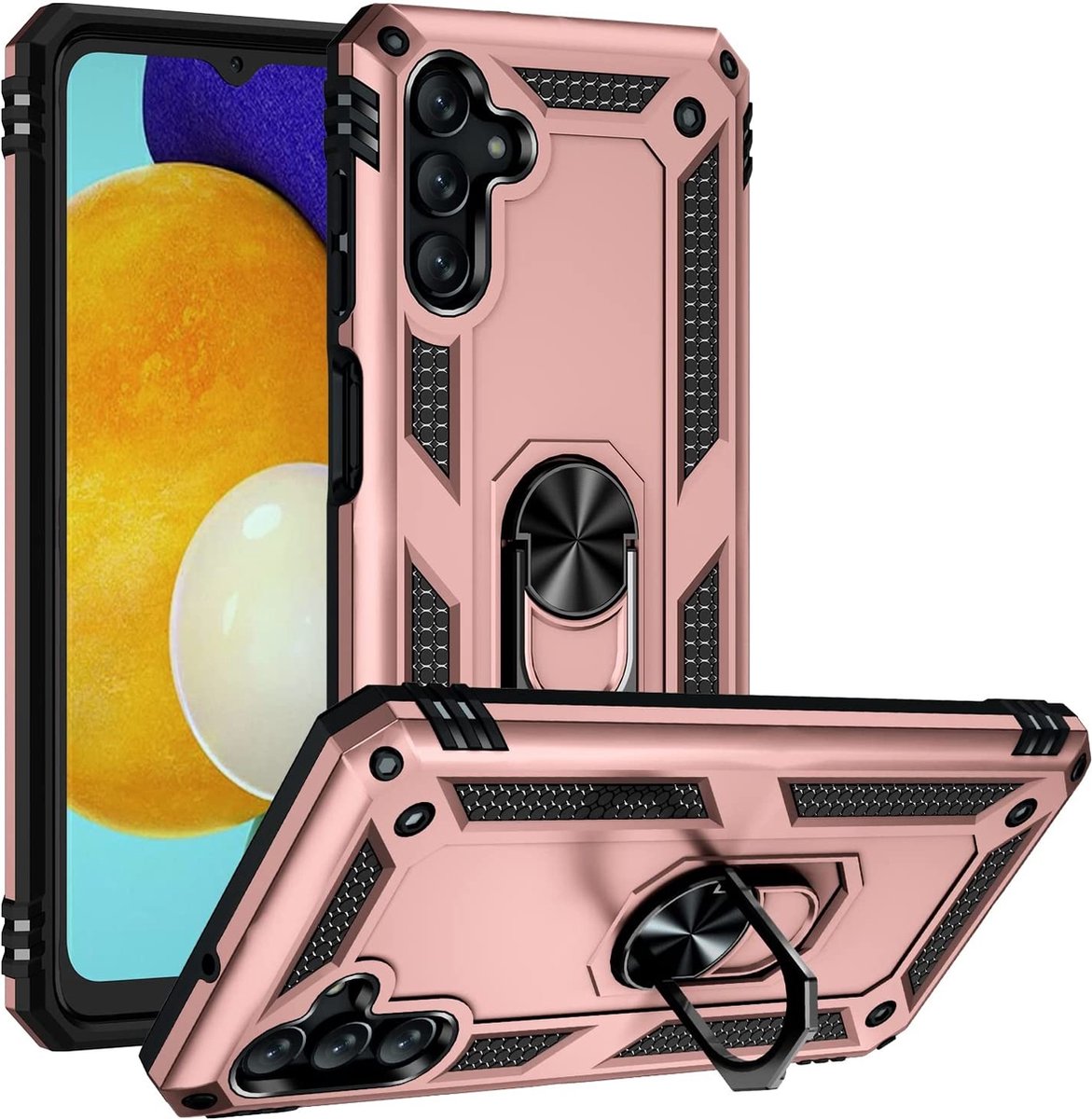 Hoesje Geschikt Voor Samsung Galaxy A13 5G Hoesje Armor Anti-shock Backcover Rose Goud - Galaxy A13 5G - A13 5G Backcover kickstand Ring houder cover TPU backcover oTronica