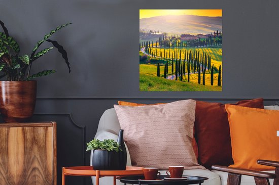 Affiche Herbe - Soleil - Colline - Paysage - 50x50 cm