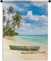 Wandkleed - Wanddoek - Strand - Kano - Palmboom - Tropical - 120x160 cm - Wandtapijt