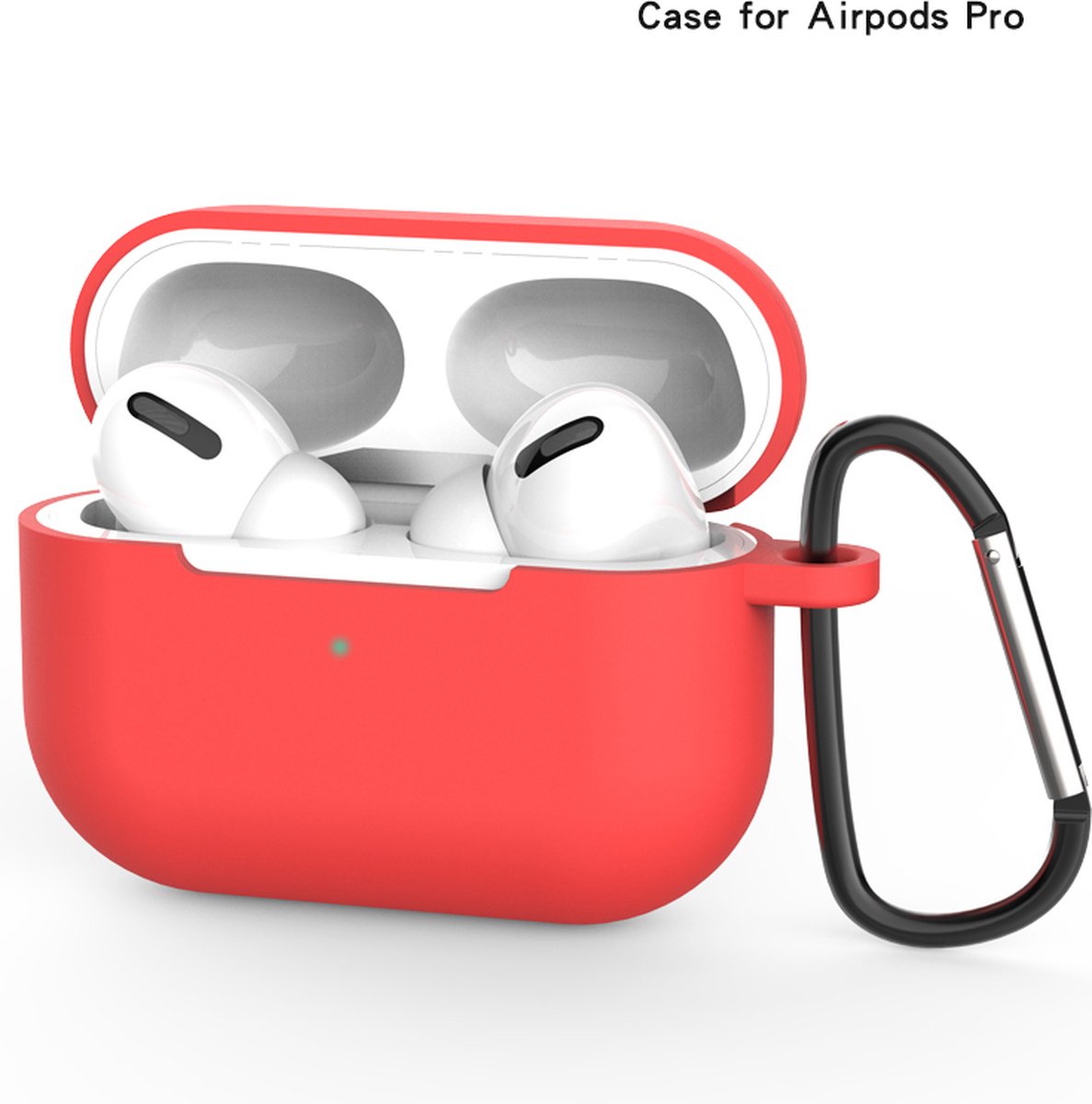 Apple AirPods Pro Hoesje in het Rood met Clip - TCH - Siliconen - met Haak - Case - Cover - Soft Case - Onepiece