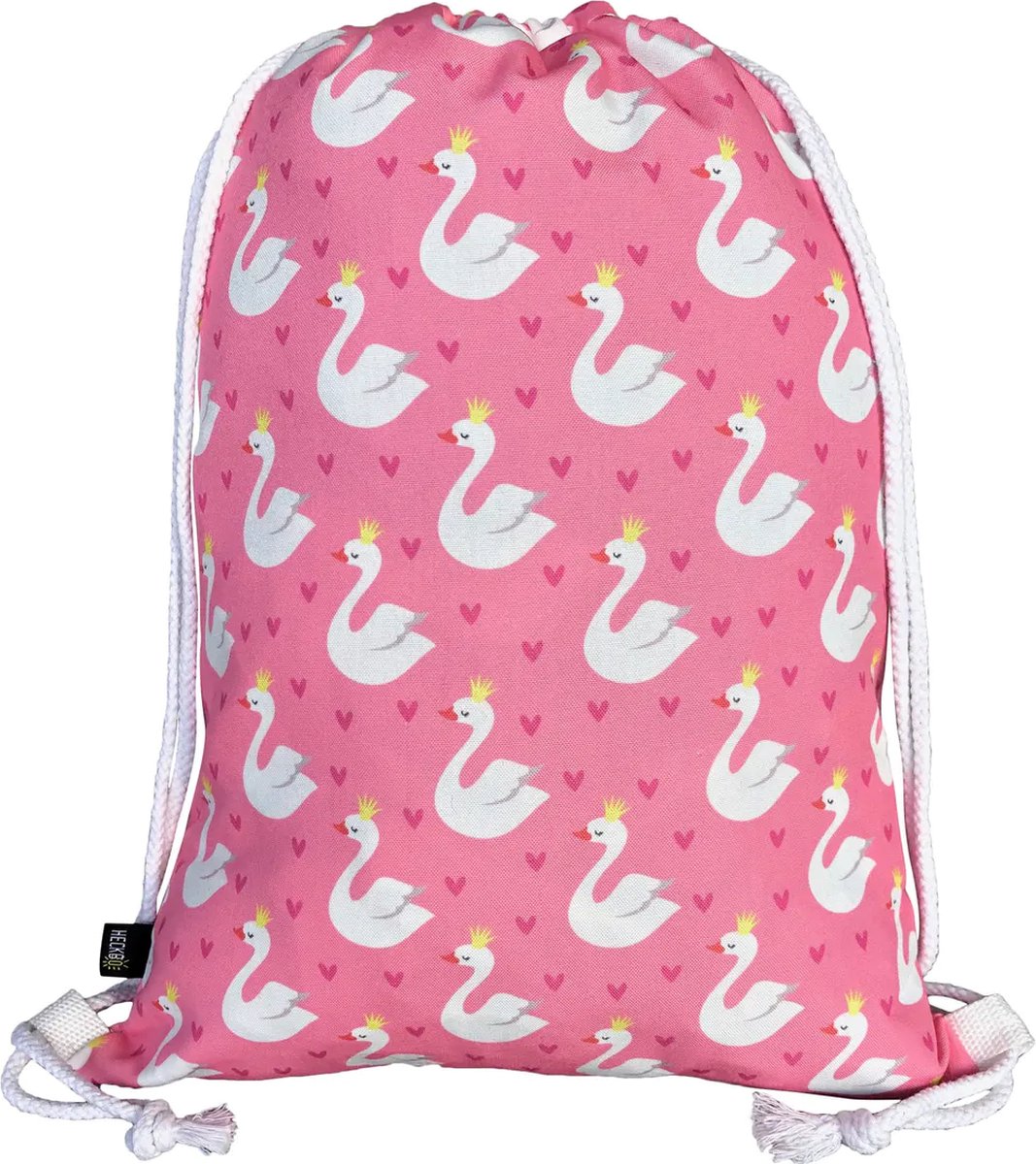 Gymtas - Zwemtas - Sporttas - Speelgoed tas - Turnzak - Zwaan - Roze - Heckbo - 32x40cm