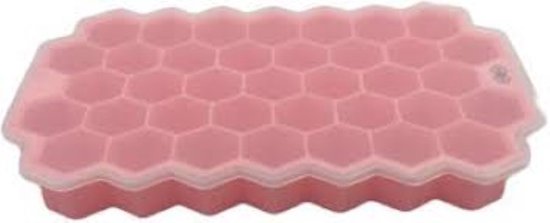 Siliconen ijsblokjesvorm met deksel - roze- stapelkorting