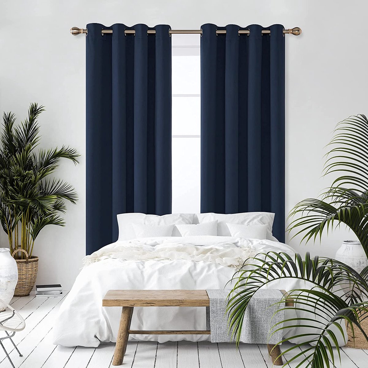 MIULEE Verduisterende Gordijnen – Thermisch Isolerende Kant-en-klare Gordijnen, Set van 2 Ondoorzichtige Gordijnen met Koudebescherming voor Slaapkamer en Woonkamer, 260x140 CM(HxB), Mosgroen