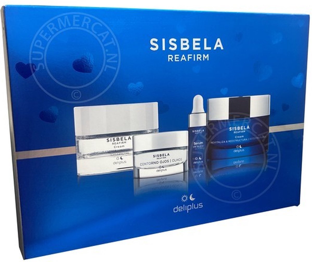 Sisbela Cadeau - Voordeel Set met 4 producten uit Spanje - Dag/Nacht Crème 50ml - Crème voor hals & nek 50ml - Crème voor huid rondom ogen 15ml - Serum 10ml