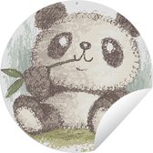 Tuincirkel Panda - Bamboe - Groen - 120x120 cm - Ronde Tuinposter - Buiten XXL / Groot formaat!