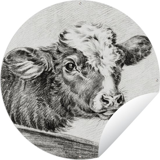 Tuincirkel Kop van een koe - schilderij van Jean Bernard - 120x120 cm - Ronde Tuinposter - Buiten XXL / Groot formaat!