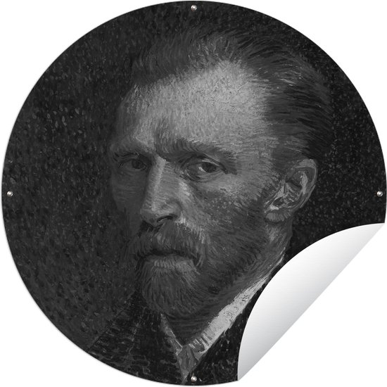 Tuincirkel Zelfportret van Vincent van Gogh - Vincent van Gogh - Zwart - Wit - 120x120 cm - Ronde Tuinposter - Buiten XXL / Groot formaat!
