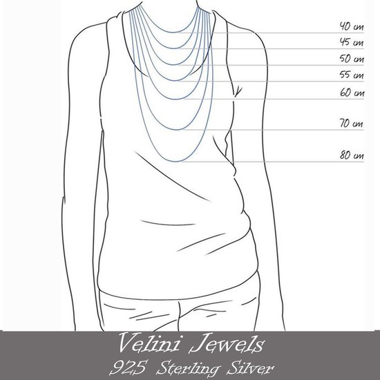 Velini jewels-1mm breed Slang halsketting-925 Zilver Ketting- 40 cm met 5cm verlengstuk- Anker sluiting - Velini Jewels