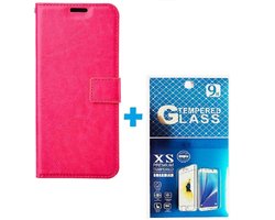 Portemonnee Bookcase Hoesje + 2 Pack Glas Geschikt voor: Samsung Galaxy A33 5G A336 - roze
