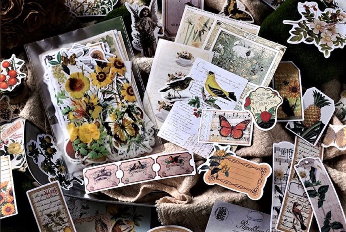 Deco Sticker- & Papierset – Yellow World – 200 stuks – Bullet Journal Stickers – Planner Agenda Stickers – Scrapbook stickers /papier – Hobbypapier – Stickers en hobbypapier voor volwassenen en kinderen