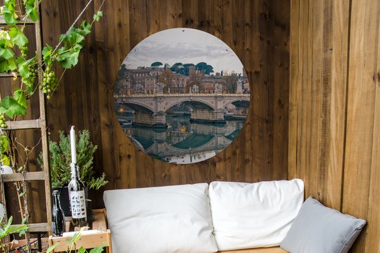 Garden Circle Pont des Anges à Rome - 90x90 cm - Affiche de Jardin Ronde - Extérieur