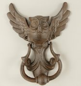 Maddeco - heurtoir de porte en fonte - chouette aux ailes repliables - marron