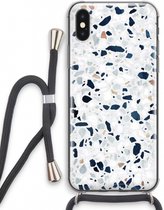 Case Company® - Coque iPhone XS avec cordon - Terrazzo N°1 - Coque pour téléphone avec cordon Zwart - Protection Extra sur tous les côtés et sur le bord de l'écran