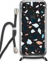 Case Company® - Coque pour iPhone XS avec cordon - Terrazzo N°13 - Coque pour téléphone avec cordon Zwart - Protection Extra sur tous les côtés et sur le bord de l'écran