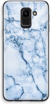 Case Company® - Hoesje geschikt voor Samsung Galaxy J6 (2018) hoesje - Blauw marmer - Soft Cover Telefoonhoesje - Bescherming aan alle Kanten en Schermrand