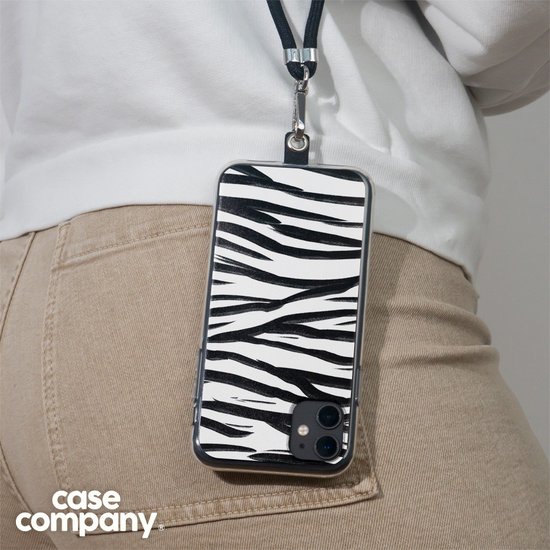 Case Company® - Hoesje met koord geschikt voor Samsung Galaxy A32 4G hoesje met Koord - Zebra pattern - Telefoonhoesje met Zwart Koord - Bescherming aan alle Kanten en Over de Schermrand