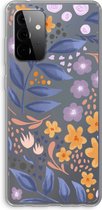 Case Company® - Coque Samsung Galaxy A72 - Fleurs avec feuilles bleues - Coque souple pour téléphone - Protection tous côtés et bord d'écran
