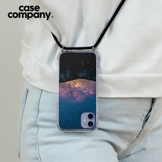 Case Company® - Coque pour iPhone XR avec cordon - Voyage dans l'espace - Coque pour téléphone avec cordon Zwart - Protection Extra sur tous les côtés et sur le bord de l'écran