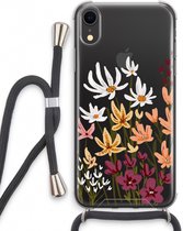 Case Company® - Hoesje met koord geschikt voor iPhone XR hoesje met Koord - Painted wildflowers - Telefoonhoesje met Zwart Koord - Extra Bescherming aan alle Kanten en Over de Schermrand