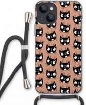 Case Company® - Hoesje met koord geschikt voor iPhone 13 mini hoesje met Koord - Kat - Telefoonhoesje met Zwart Koord - Extra Bescherming aan alle Kanten en Over de Schermrand