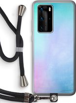 Case Company® - Hoesje met koord geschikt voor Huawei P40 Pro hoesje met Koord - Mist pastel - Telefoonhoesje met Zwart Koord - Bescherming aan alle Kanten en Over de Schermrand