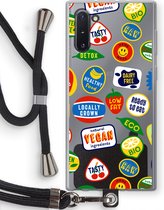 Case Company® - Coque Samsung Galaxy Note 10 avec cordon - Autocollant fruits - Coque de téléphone avec cordon Zwart - Protection sur tous les côtés et sur le bord de l'écran