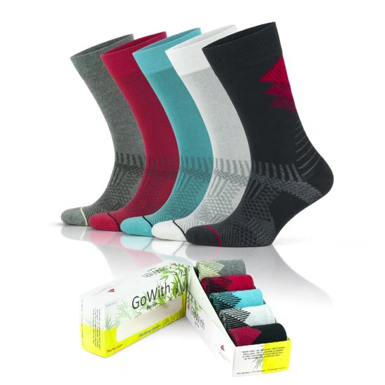 GoWith-5 paar-bamboe sokken-half hoge sokken-hardloop sokken-naadloze sokken-cadeau sokken-maat 40-44