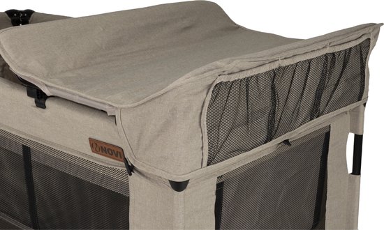 Novi Baby Nora Luxe Campingbed - Beige/Zwart - reisbed - Inclusief transporttas - Inclusief verschoonblad -Inclusief bodemverhoger