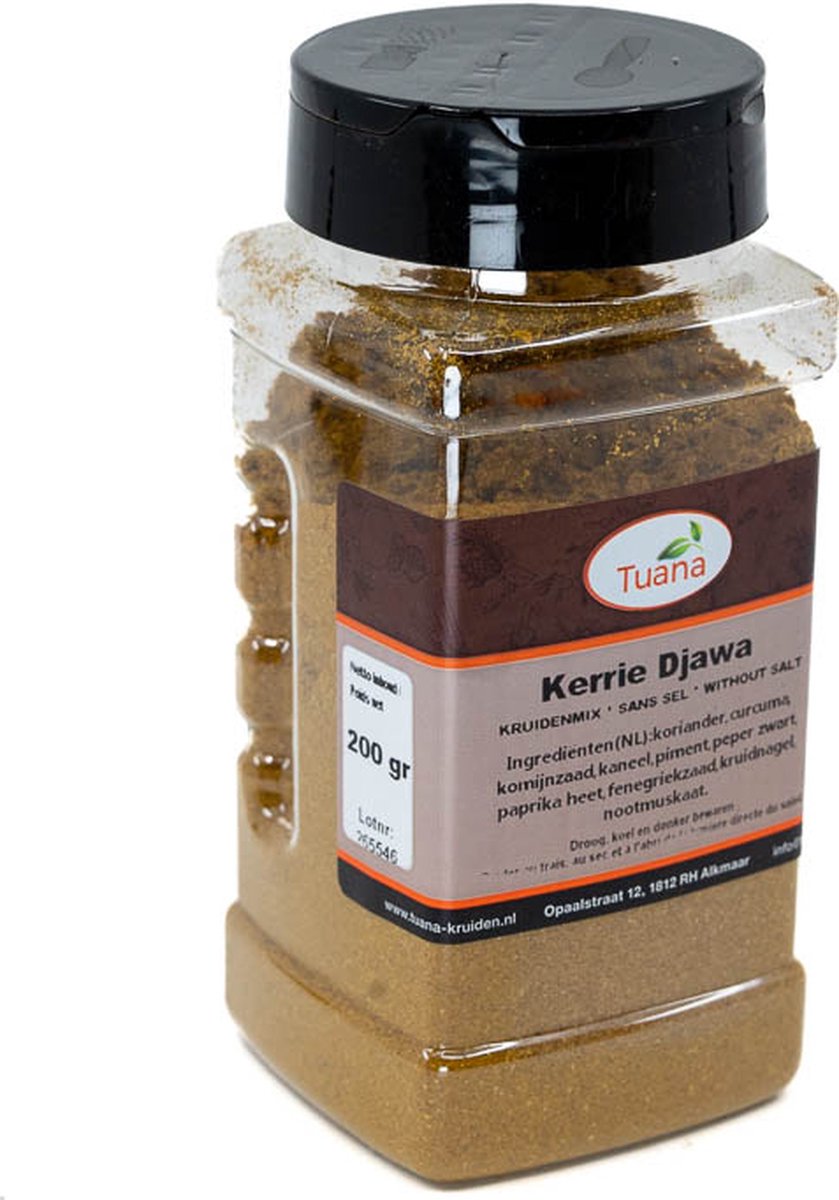 Goedkoopste Tuana Kruiden - Kerrie Djawa - Strooibus 140 Gram - Kruiden Zonder Zout - MP-K-0020