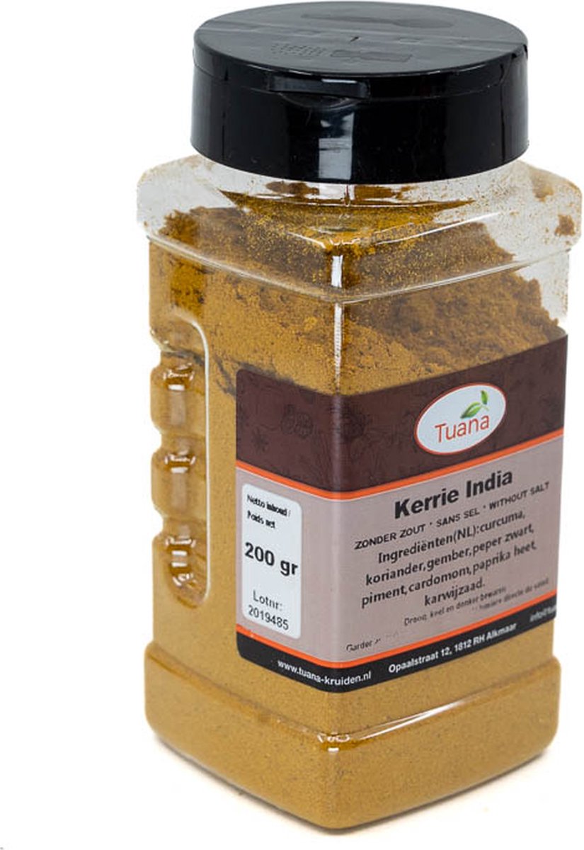 Goedkoopste Tuana Kruiden - Kerrie India - Strooibus 150 Gram - Kruiden Zonder Zout - MP-K-0023