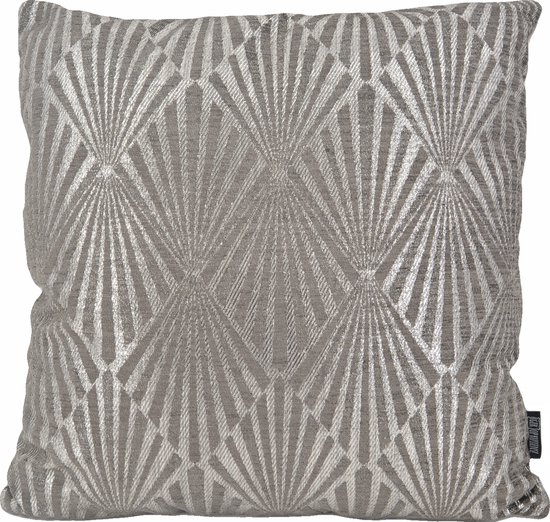 Art Deco Silver/Grey Kussenhoes | Polyester | Zilver - Grijs | 45 x 45 cm
