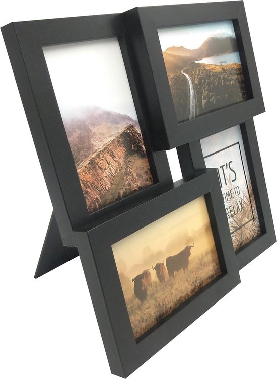 Cadre photo - Henzo - Pure Barry - Cadre de collage pour 4 photos - Format photo 10x15 cm - Zwart