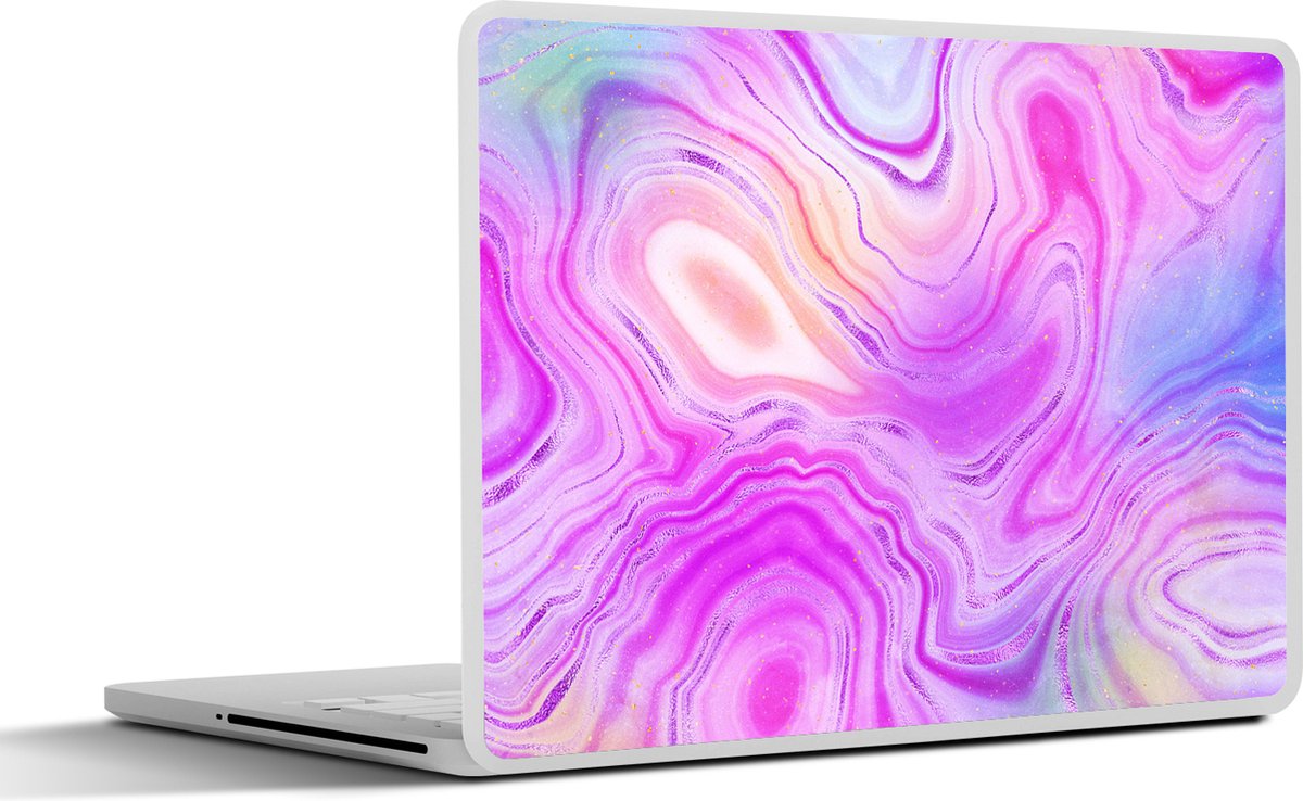 Laptop sticker - 14 inch - Neon - Agaat geode - Stenen - 32x5x23x5cm - Laptopstickers - Laptop skin - Cover