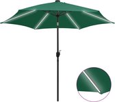 vidaXL - Parasol - met - LED-verlichting - en - aluminium - paal - 300 - cm - groen