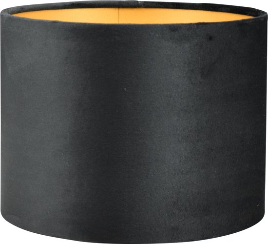 Abat-jour Cylindre - 25x25x16cm - Alice velours noir - intérieur doré