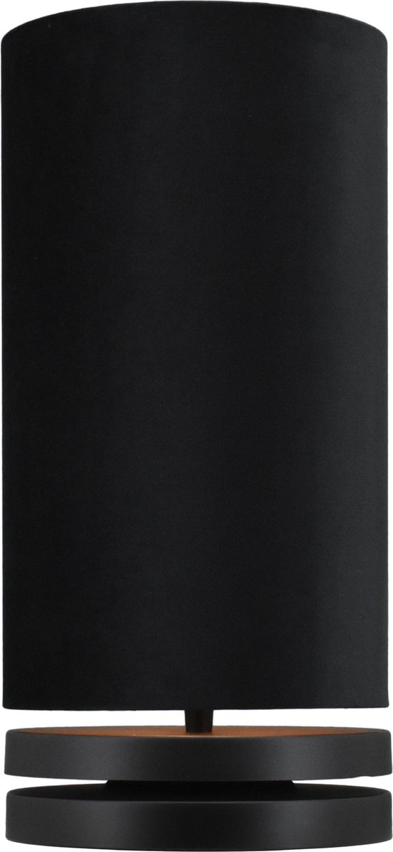 Tafellamp Livio zwart - Ø 20 cm - kap velours zwart