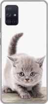 Geschikt voor Samsung Galaxy A71 hoesje - Kitten - Kat - Huisdieren - Jongens - Kinderen - Meisjes - Siliconen Telefoonhoesje