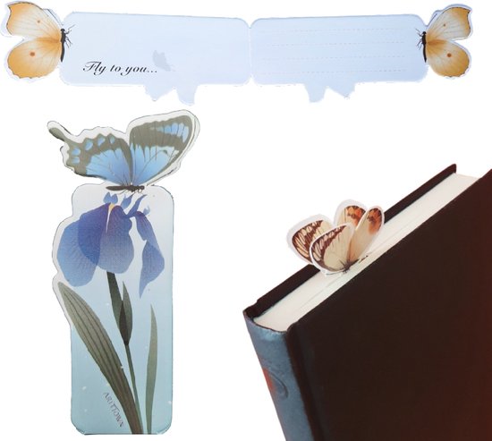 by Theo® Marque-page Papillon & Bloem - Marque-page - Marque-page - Carte - Anémone - Petits cadeaux