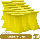 Statafelrok geel 80 cm - per 15 - partytafel - Alora tafelrok voor statafel - Statafelhoes - Bruiloft - Cocktailparty - Stretch Rok - Set van 15