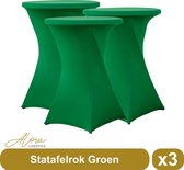 Statafelrok groen 80 cm - per 3 - partytafel - Alora tafelrok voor statafel - Statafelhoes - Bruiloft - Cocktailparty - Stretch Rok - Set van 3