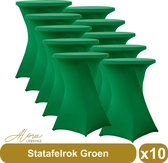 Statafelrok groen 80 cm - per 10 - partytafel - Alora tafelrok voor statafel - Statafelhoes - Bruiloft - Cocktailparty - Stretch Rok - Set van 10